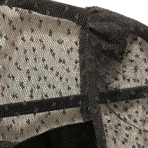 Mini Dress Velvet Sweetheart neckline mesh top and sleeves Black Size S or 4 - Picture 5 of 11